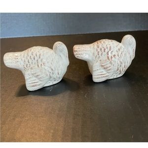 Turkey Salt And Pepper Shakers Cream with Touches of Brown W/Stoppers